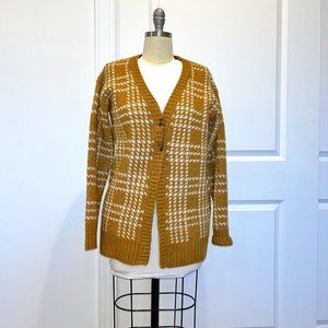 Pink Rose Chenille Yellow Gold Cardigan Sweater Women S